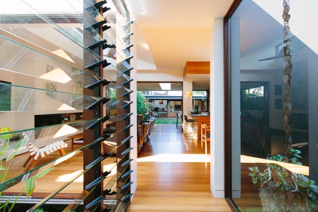 Close up of breezway louvres installed into timber frames