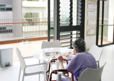 Patients enjoy a view out through louvres